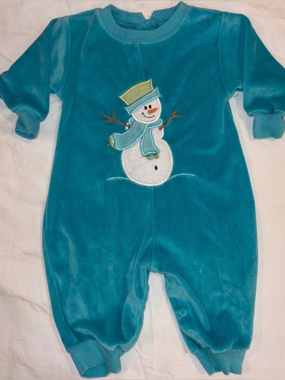 Picture Me adorable Snowman Velour Romper sz 9 months EUC